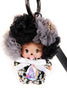 Monchichi Crystal Fluffy Rhinestones Keychain Diamante Doll Keyring