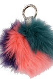 Multi Colour FAUX MINK Fur Pom Pom Keyring Charm with Diamante Strap