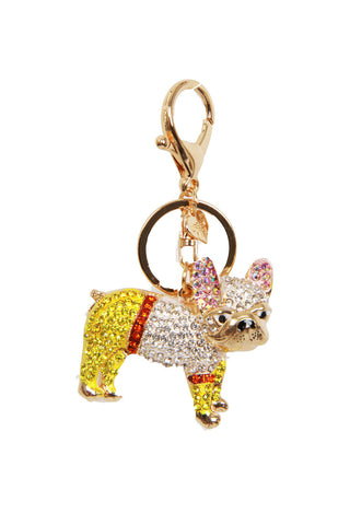 Pug Dog Diamante Bag Charm Keyring