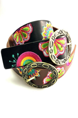 Geometric Embroidered Floral Hippie Boho Festival Buckle Belt