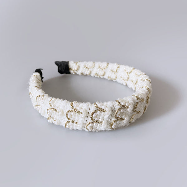 EMBELLISHED PEARL GOLD TRIM DETAIL HAIRBAND