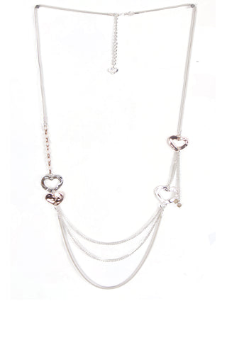 Multiple Heart Layered Chain Long Necklace