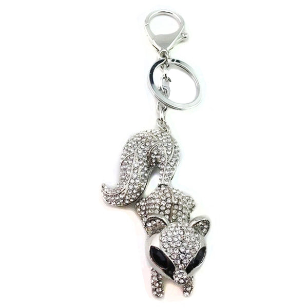 Fox Diamante Bag Charm Keyring