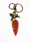 Carrot Diamante Bag Charm Keyring 