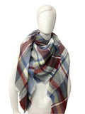 Check Frayed Trim Plaid Scarf