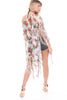 Floral Print Sheer Tassel Trim Holiday Kaftan Top