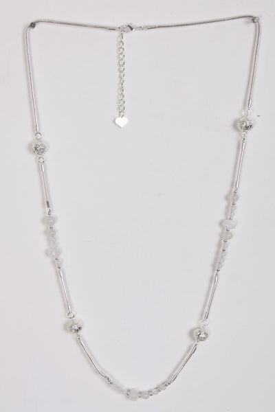 Silver Beads Long Necklace