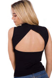 Sleeveless Top with Cut Out Back in Rib