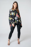 Black Floral Big Print Women Kaftan