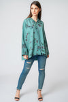 Light Weight Loose Fit Floral Print Hoodie Jacket