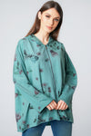 Light Weight Loose Fit Floral Print Hoodie Jacket