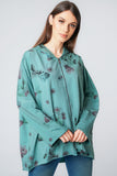 Light Weight Loose Fit Floral Print Hoodie Jacket