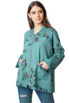 Light Weight Loose Fit Floral Print Hoodie Jacket