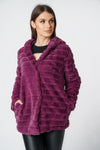 Soft Faux Fur Panel Hooded Coat