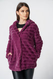 Soft Faux Fur Panel Hooded Coat