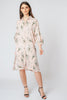 Floral Puff Sleeve Button Up Shirt Midi Dress