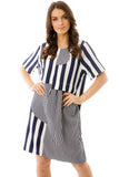 Striped Linen Look Smock Dress