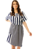 Striped Linen Look Smock Dress