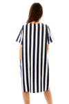 Striped Linen Look Smock Dress