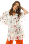 Oversized Floral And Polka Dot Print Floaty Top