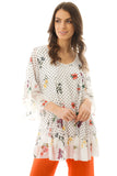 Oversized Floral And Polka Dot Print Floaty Top