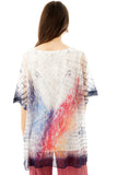 Multicolour Butterfly Print Fine Knit Crochet Top