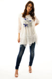Floral Print Lace Insert Top