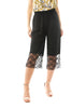 Black Lace Hem Pleated Culotte Trousers