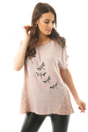 Dragonfly Design Linen Lace insert Top