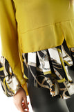 Chiffon Shirt Side Split Pattern Layer Blouse Top