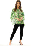 Green Snake Skin Printed Chiffon Floaty Sleeve Top