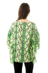 Green Snake Skin Printed Chiffon Floaty Sleeve Top