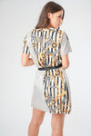 Metallic Chain Print A Line Dress