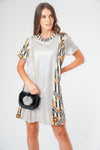 Metallic Chain Print A Line Dress