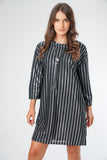 Metallic Grey Striped Dress Top