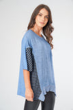 Oversized Star and Stripe Print Linen Top