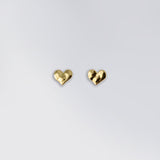 HAMMERED EFFECT HEART EARRING STUD