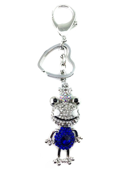 Frog Diamante Bag Charm Keyring in Green