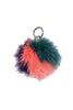 Multi Colour FAUX MINK Fur Pom Pom Keyring Charm with Diamante Strap