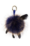 Racoon Fur Feather Pom Pom Keyring Bag Accessory