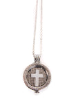 Diamante Cross Charm Pendant Long Necklace