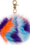 Multi Colour FAUX MINK Pom Pom Keyring Charm with Chain
