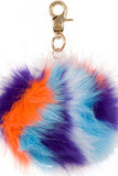Multi Colour FAUX MINK Pom Pom Keyring Charm with Chain