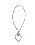 Sparkly Diamonte Curved Heart Shape Long Necklace
