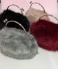 Faux Fur Purse/Bag with Ball Clasp Fastening