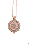 Diamante Love Heart Charm Pendant Long Necklace in rose gold