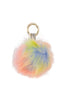 Multi Colour FAUX MINK Fur Pom Pom Keyring Charm with Diamante Strap