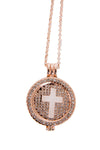 Diamante Cross Charm Pendant Long Necklace