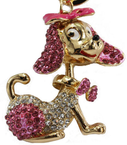 Dog Diamante Bag Charm Keyring