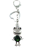 Frog Diamante Bag Charm Keyring in Green